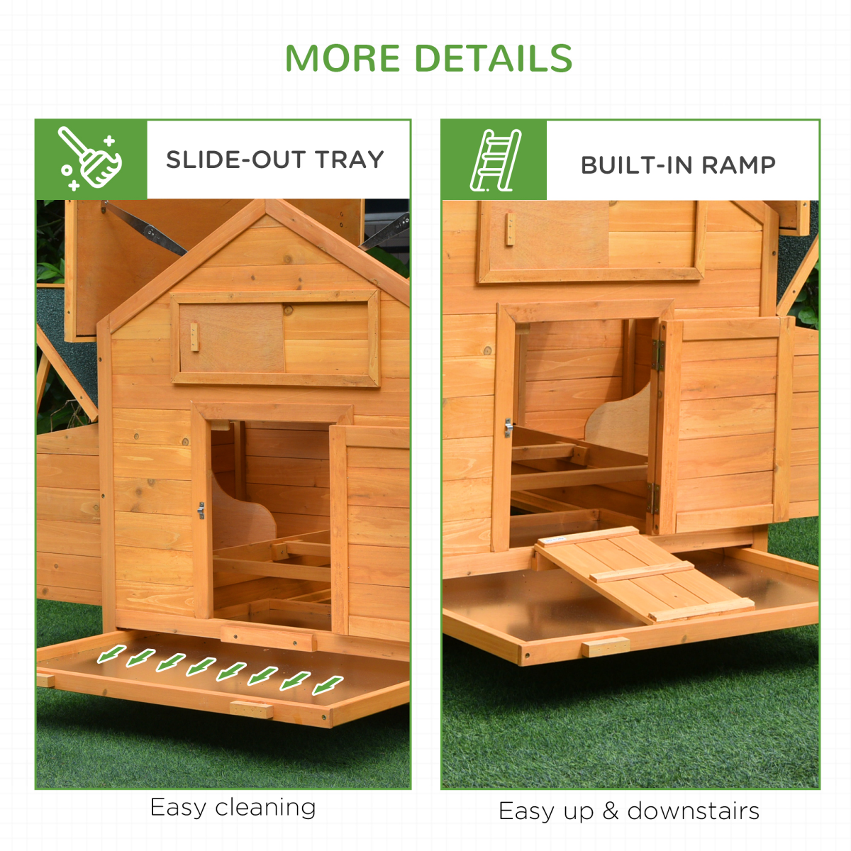 Solid Fir Outdoor Pet House with Dual Nesting Boxes & Weatherproof Roof