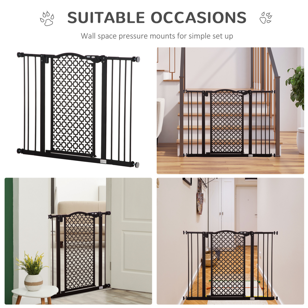 Pawhut 74-105 cm Pet Safety Gate - Pressure Fit, Auto-Close, Double Lock