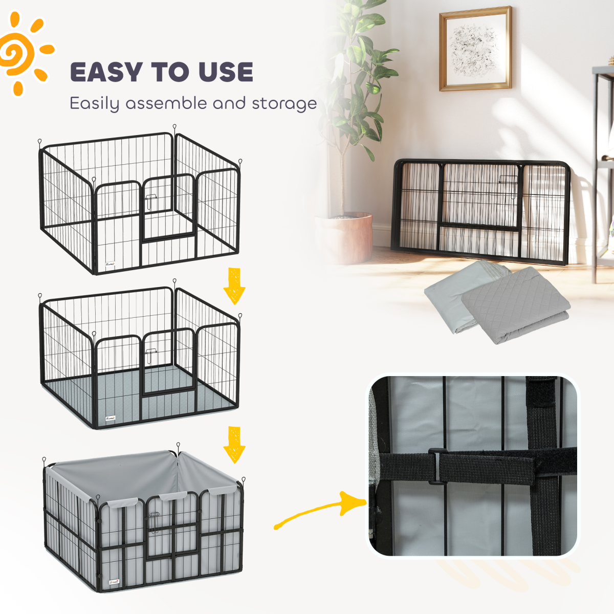 PawHut Whelping Box for Dogs: Washable Pee Pad, Windproof Cloth, Black