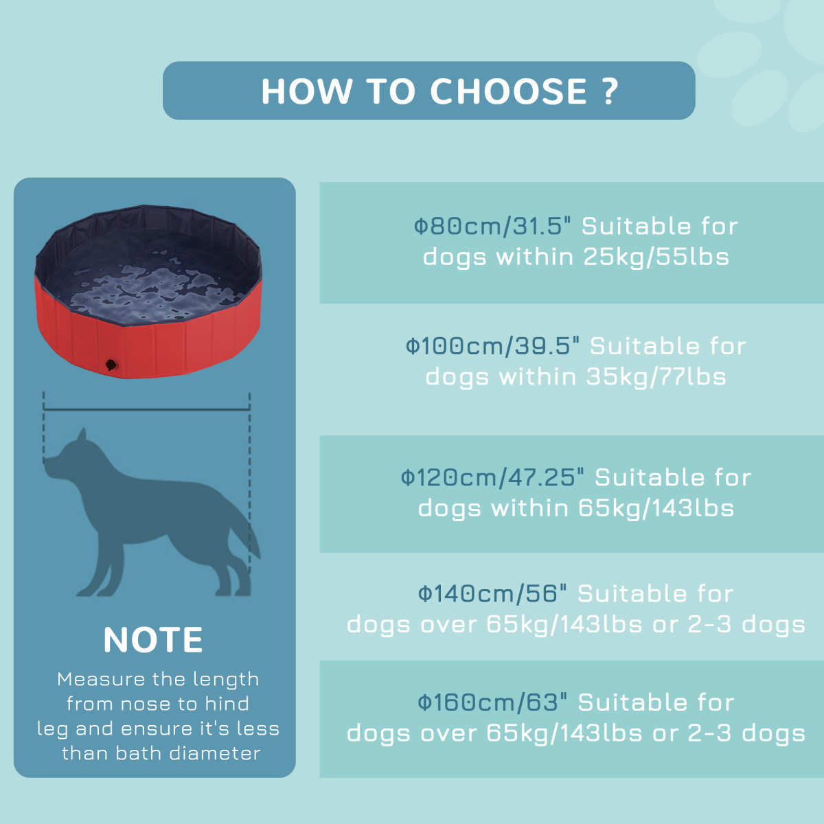 Pawhut 120cm Foldable Pet Paddling Pool - Indoor/Outdoor, Easy Clean