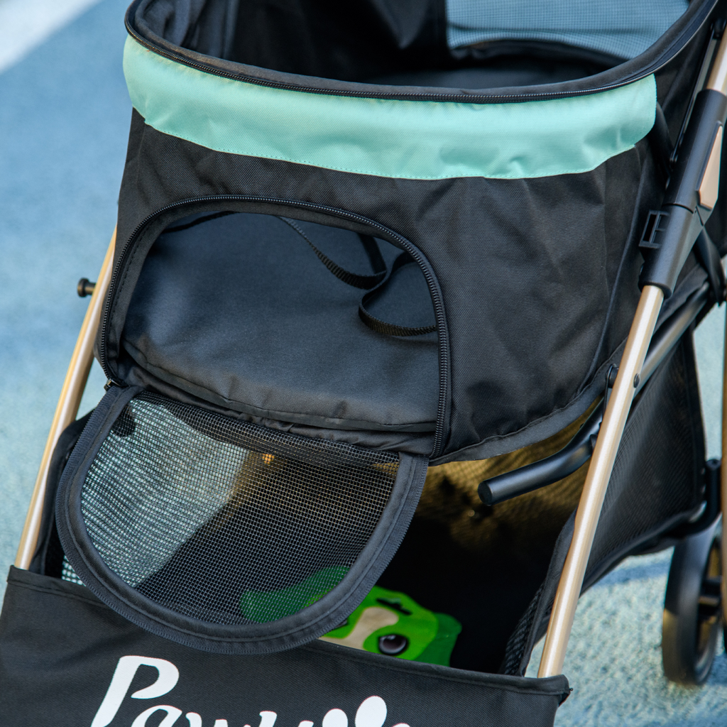 PawHut Pet Stroller for XS/S Dogs with Rain Cover - Green