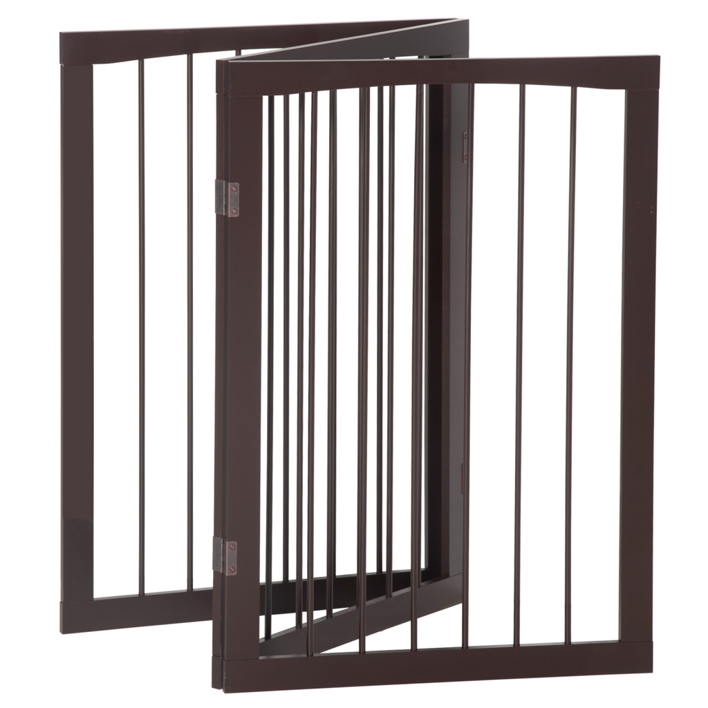 Folding Pine Wood Pet Gate Free-Standing Indoor Dog Fence Child-Safe Small Dogs
