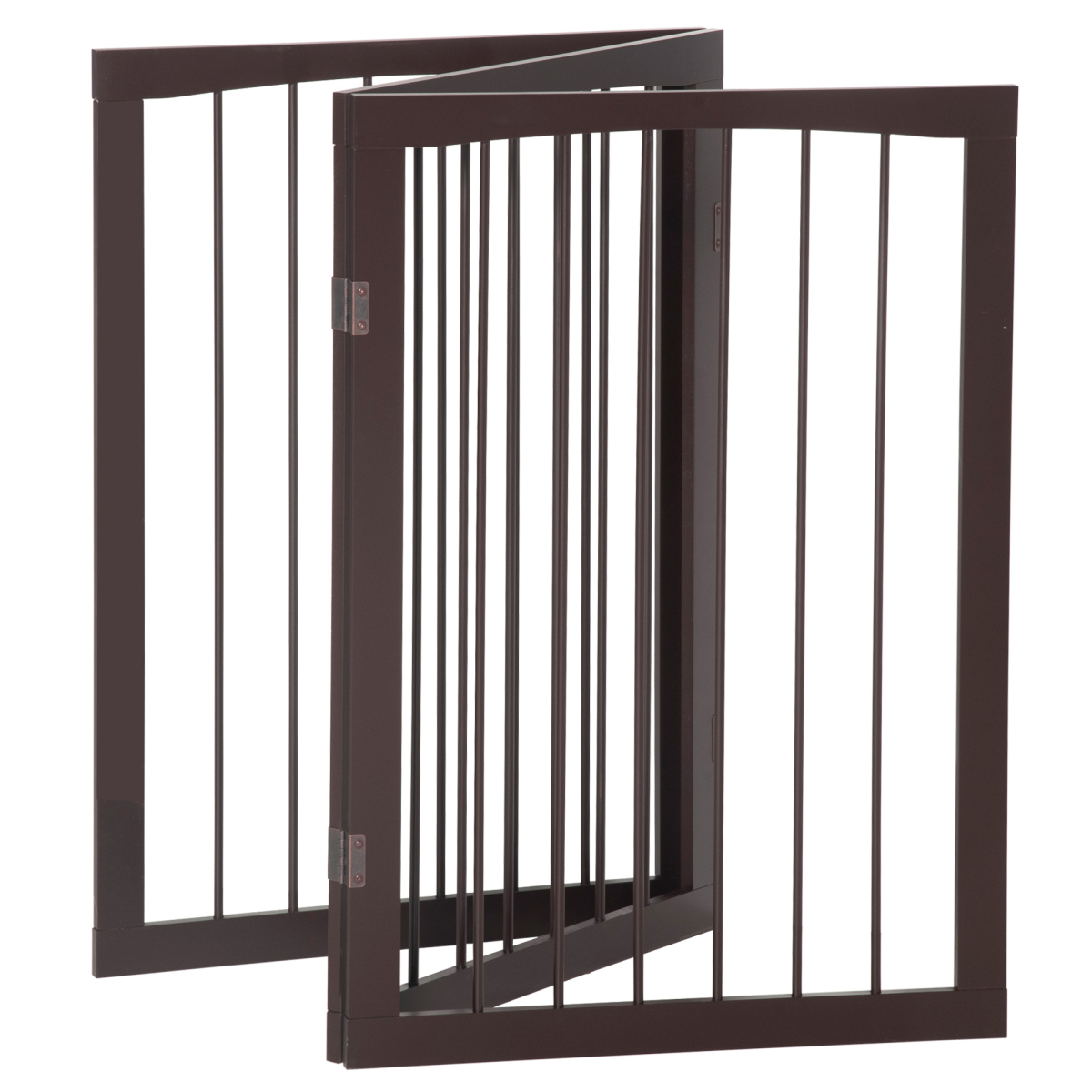 Folding Pine Wood Pet Gate Free-Standing Indoor Dog Fence Child-Safe Small Dogs