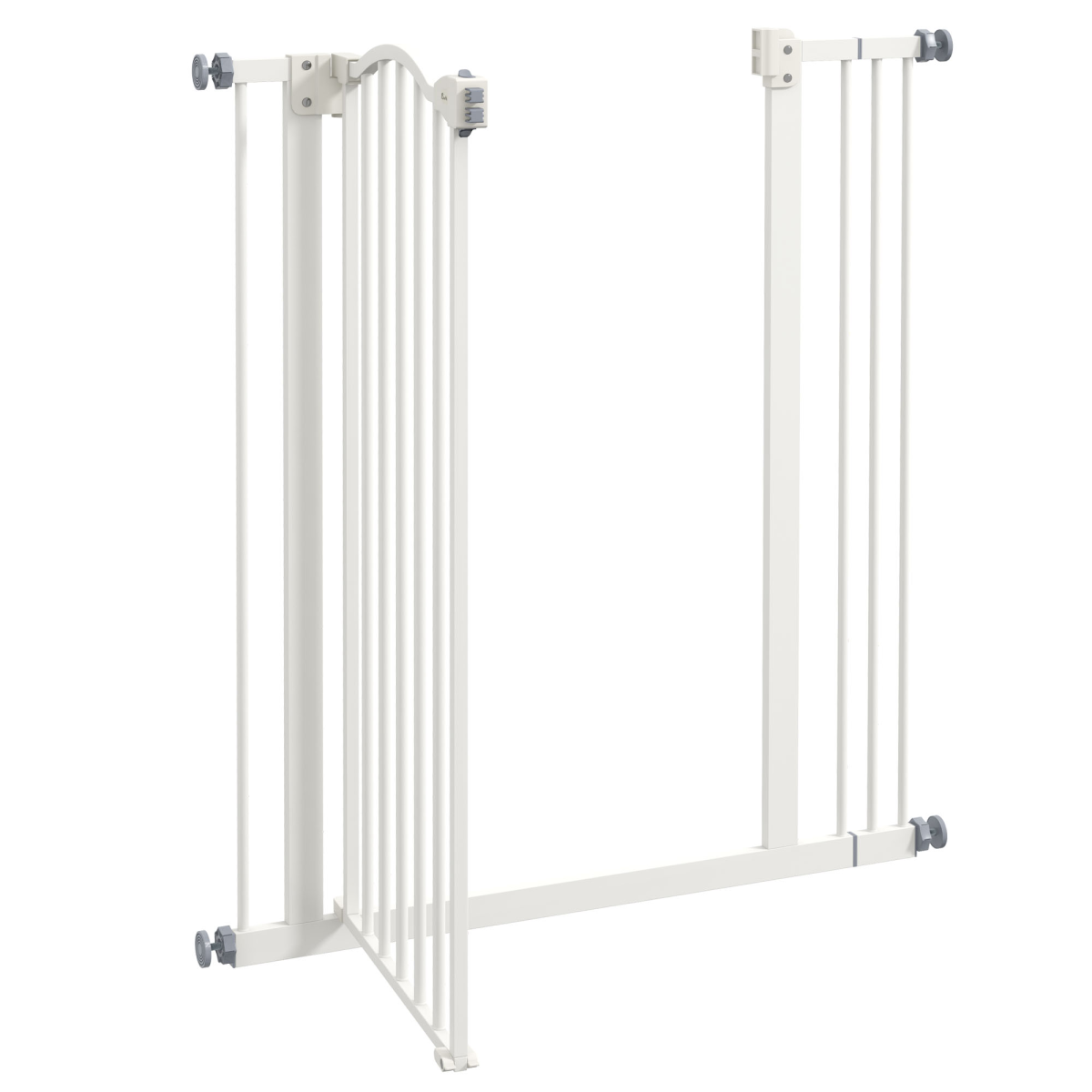 PawHut Adjustable 74-87cm Metal Pet Gate with Auto-Close, Double Locking, White