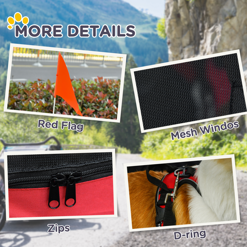 Red Pet Bicycle Trailer for Dogs & Cats - Water-Resistant, Hitch Coupler