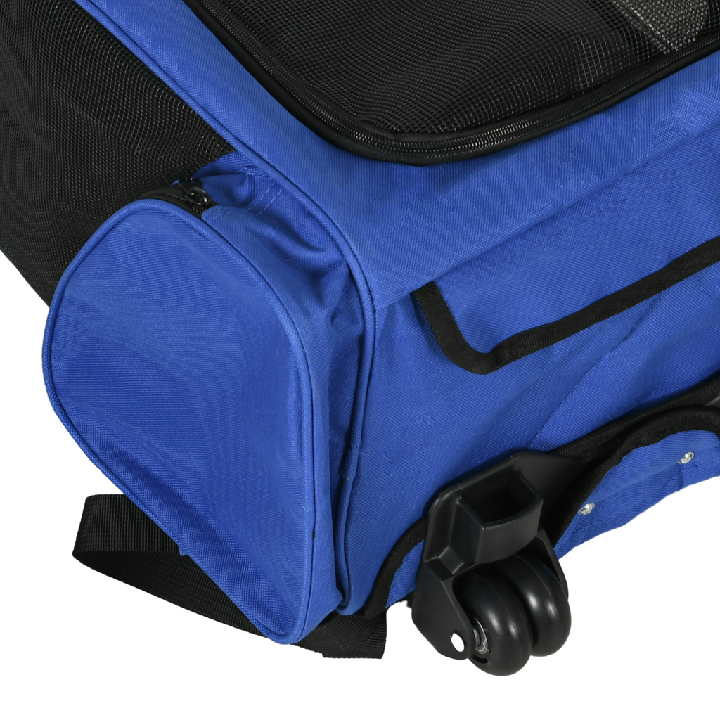 2-in-1 Pet Travel Backpack & Trolley Carrier with Telescopic Handle - 4 PU Wheels