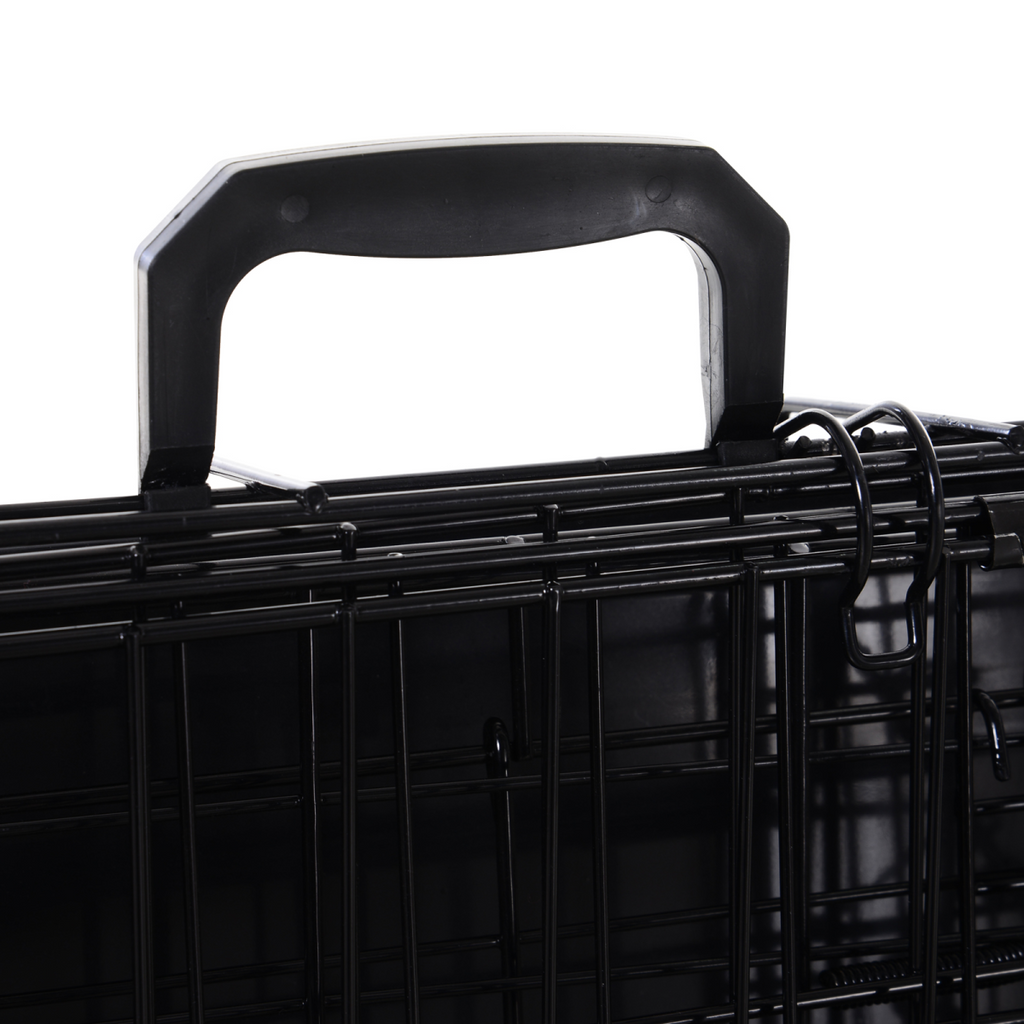 PawHut Trapeze Collapsible Dog Cage with Removable Tray 93x58x65 cm