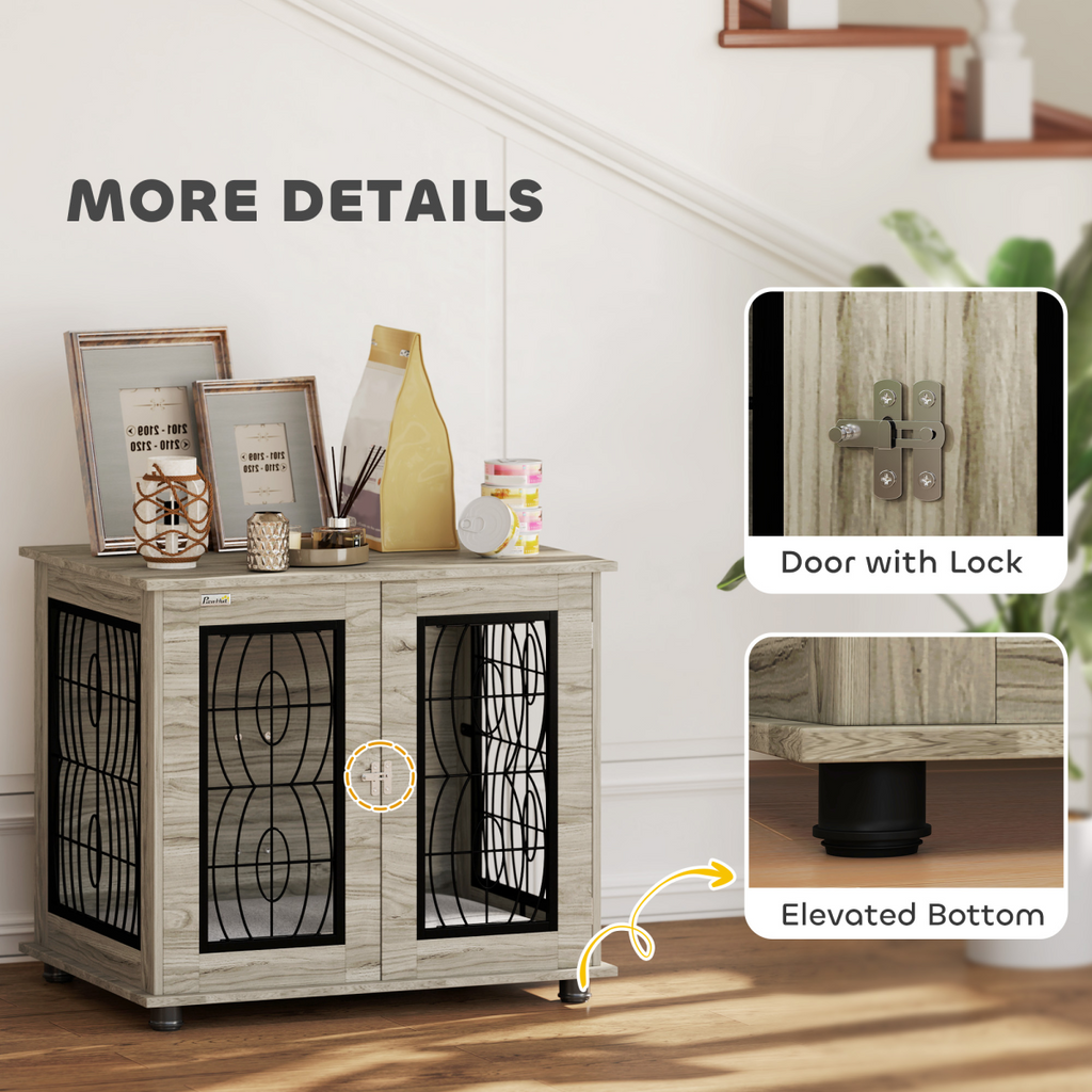 PawHut Multi-Function Dog Crate End Table with Cushioned Bed