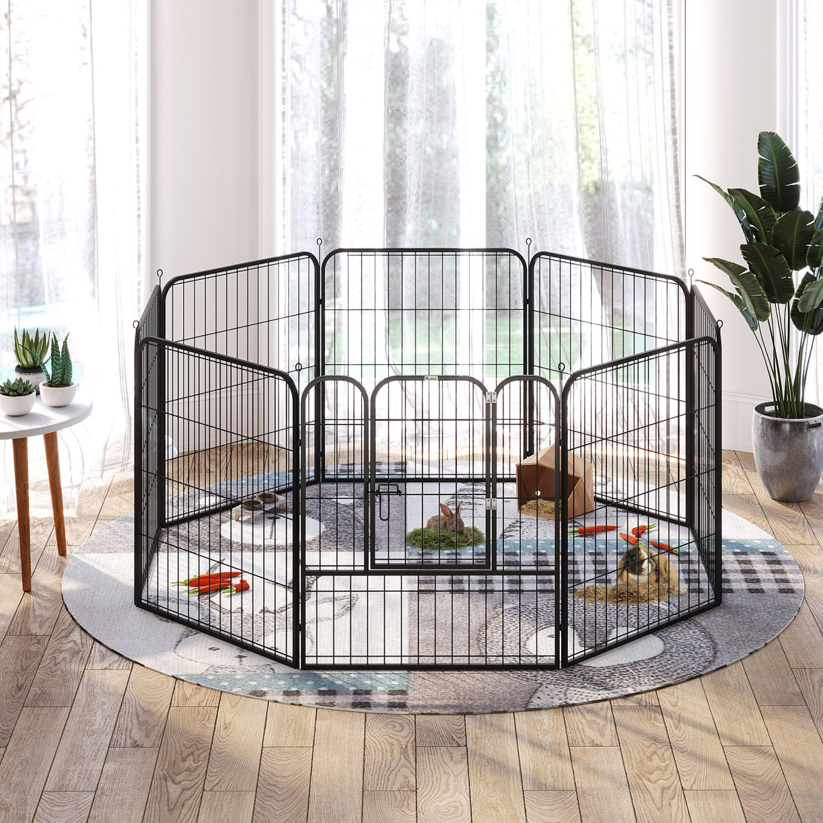 Foldable 4-Panel Pet Playpen: Metal Fence for Dogs & Rabbits