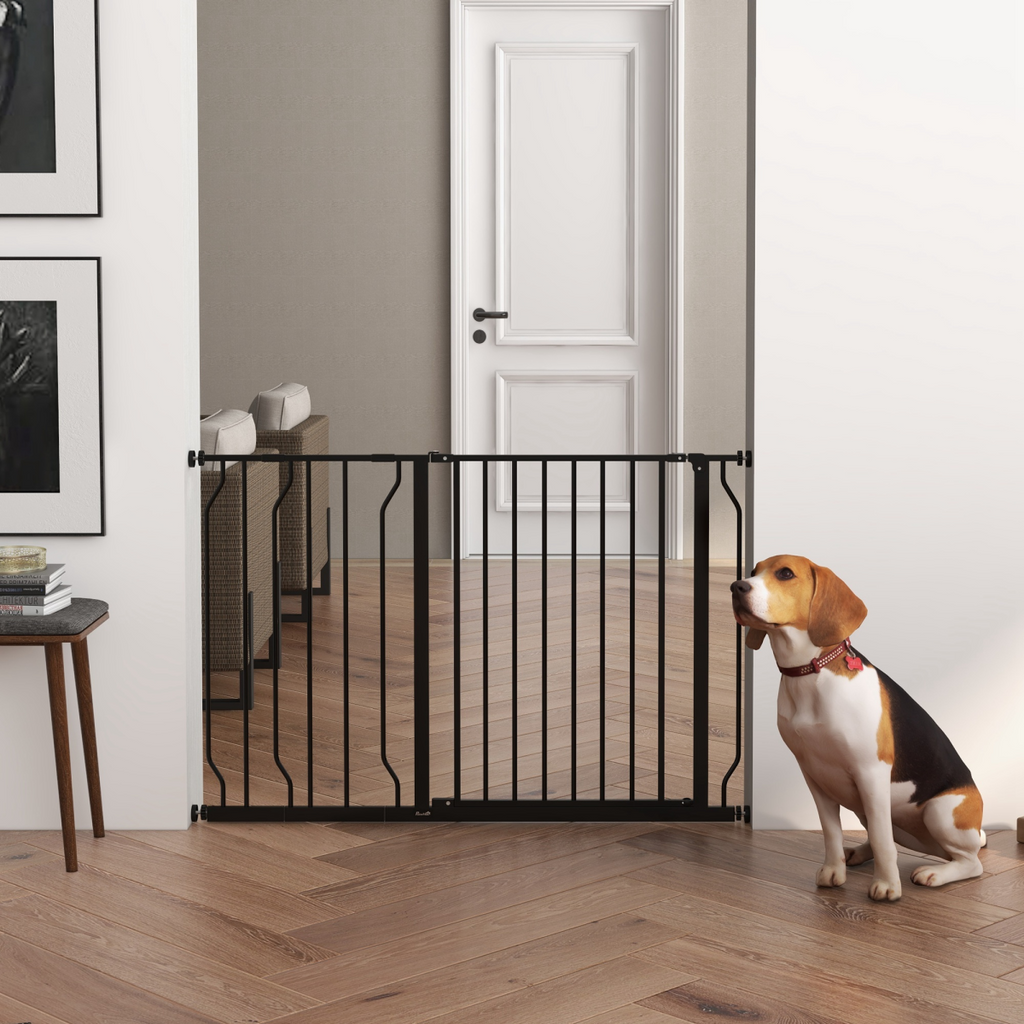 PawHut Wide Stair Dog Gate - Pressure-Fit, 75-115 cm, Black