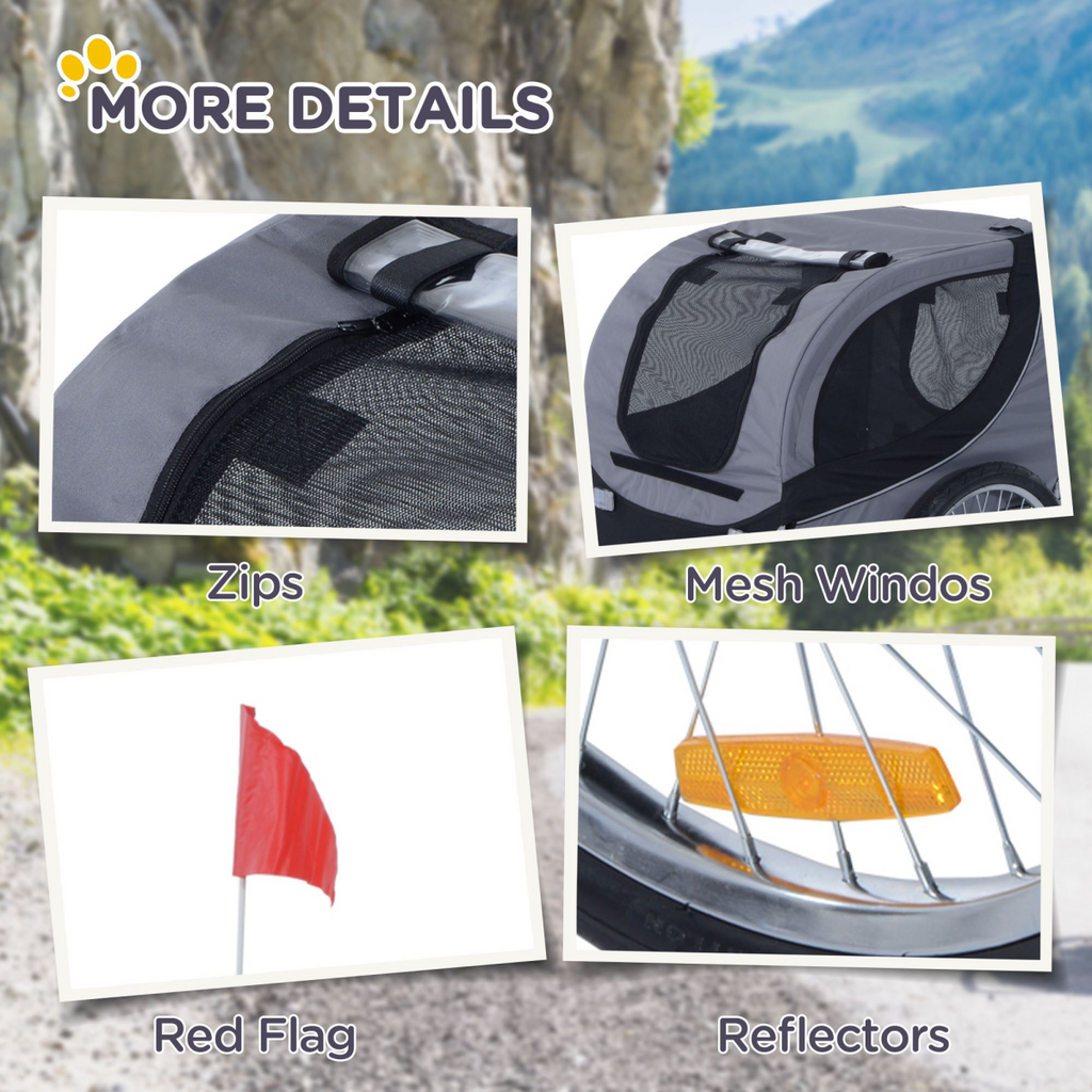 Pet Bike Trailer: Water-Resistant Steel Frame, 30kg Capacity
