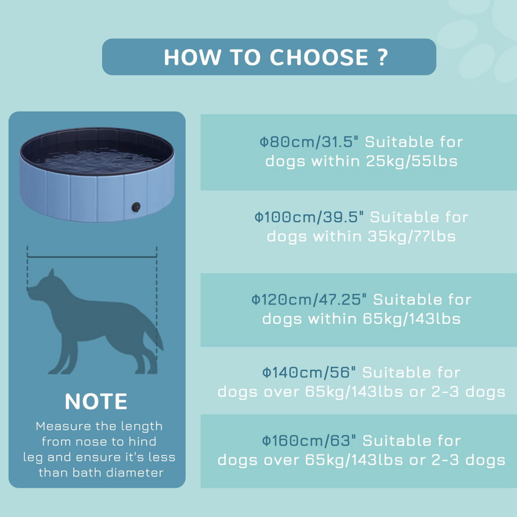 Pawhut 100cm Foldable Pet Pool for Indoor/Outdoor Cat & Dog Fun
