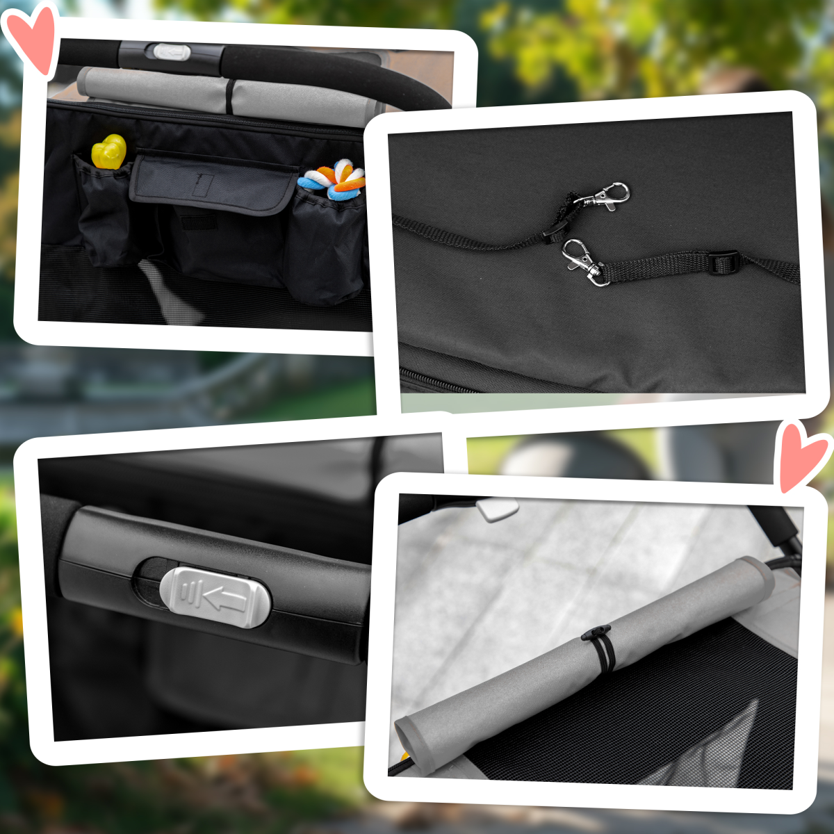 PawHut Foldable Dog Carriage with Universal Wheels & Shock Absorber - Black