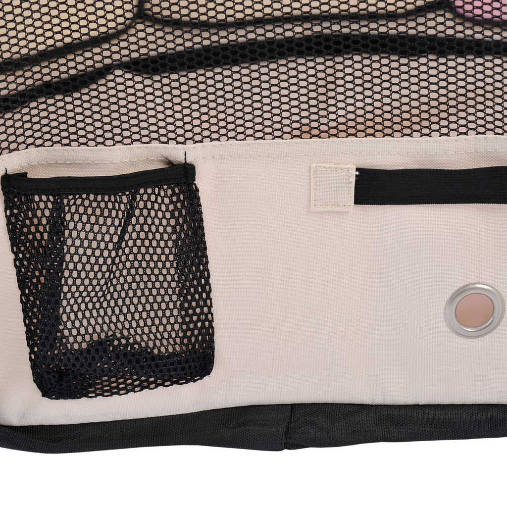 Portable Foldable Fabric Pet Playpen for Small Pets with Mesh Top and Carry Bag