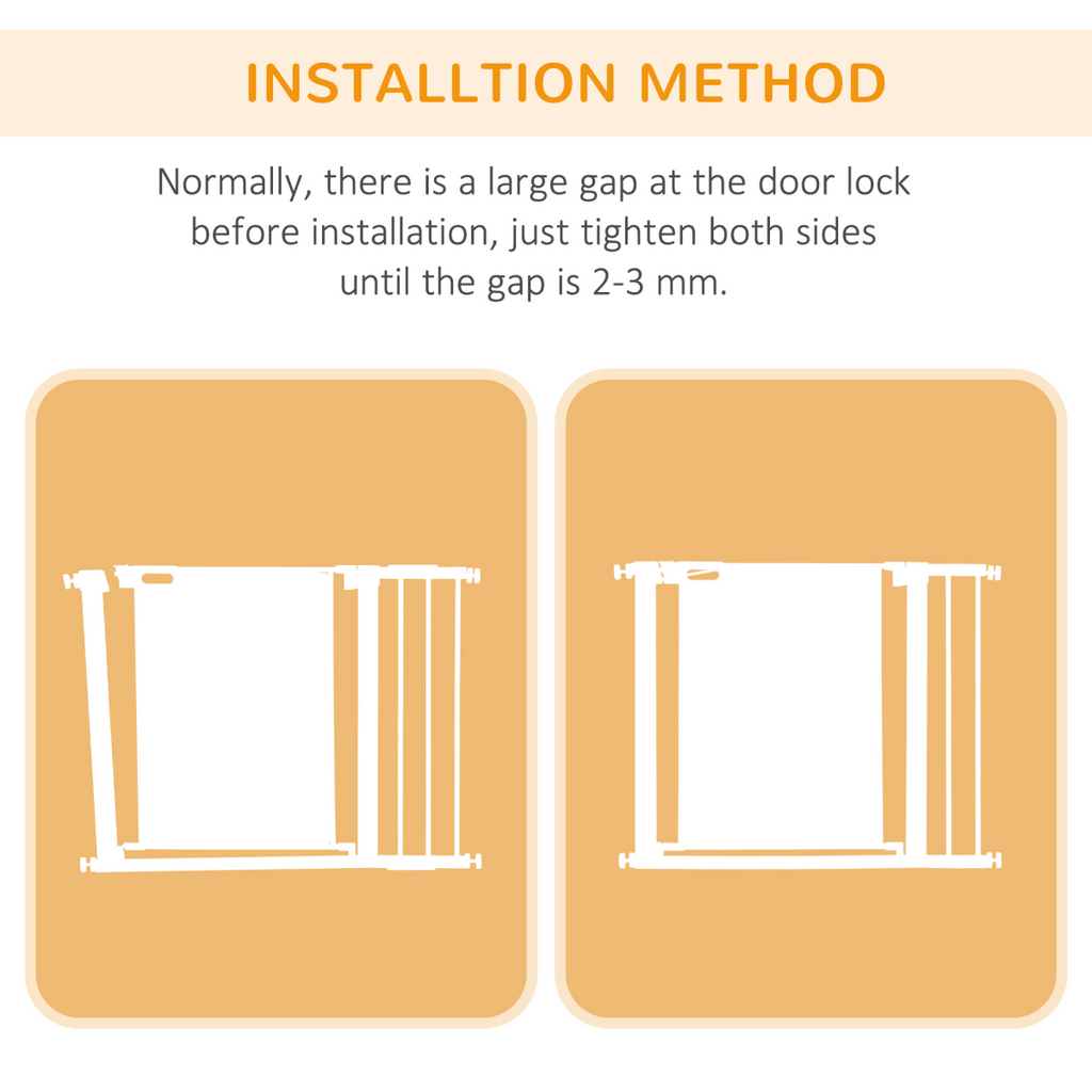 PawHut Pressure-Fit Safety Gate for Doors - Auto-Close, 75-103 cm, White