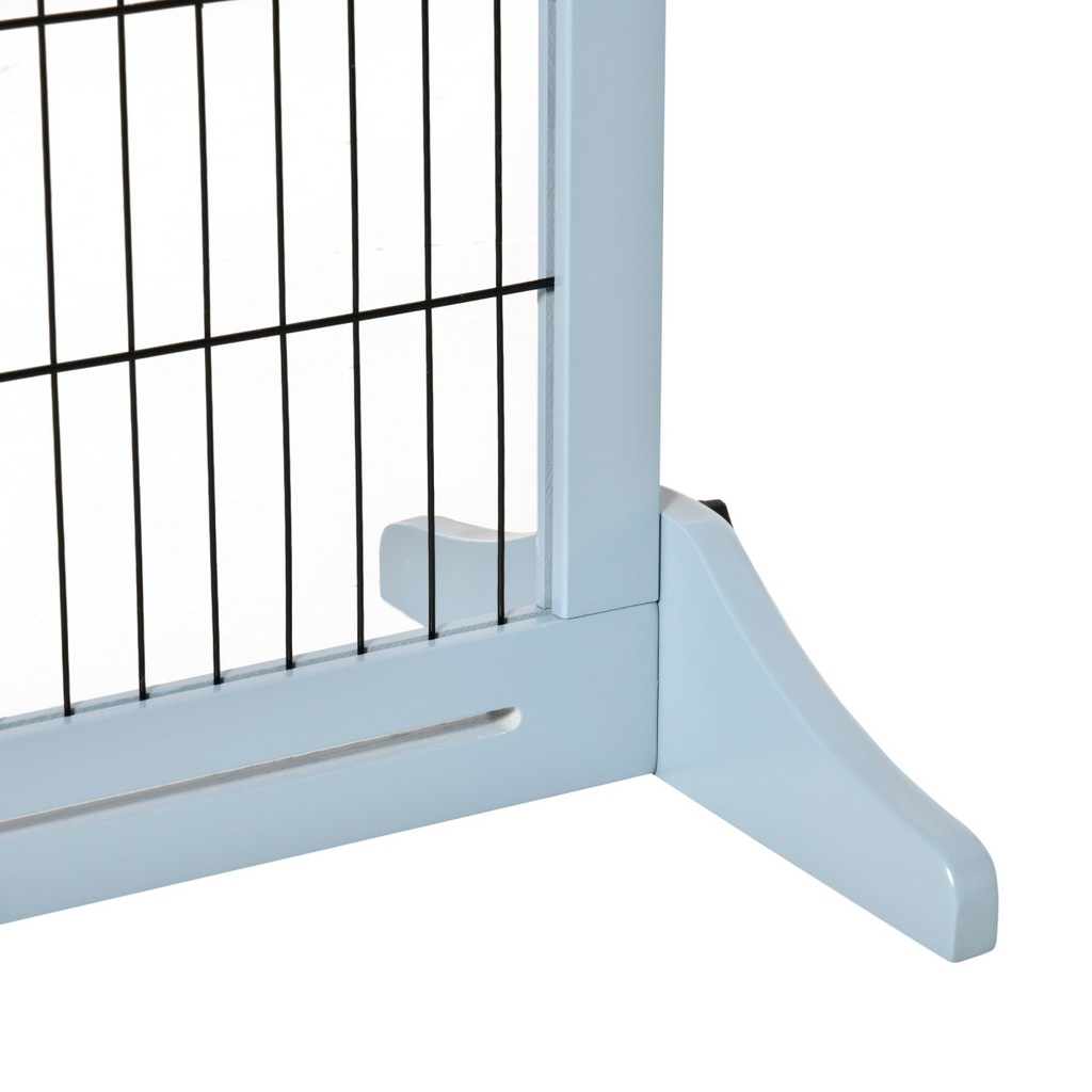 Pawhut Adjustable Freestanding Wooden Pet Gate for Doorways - Grey