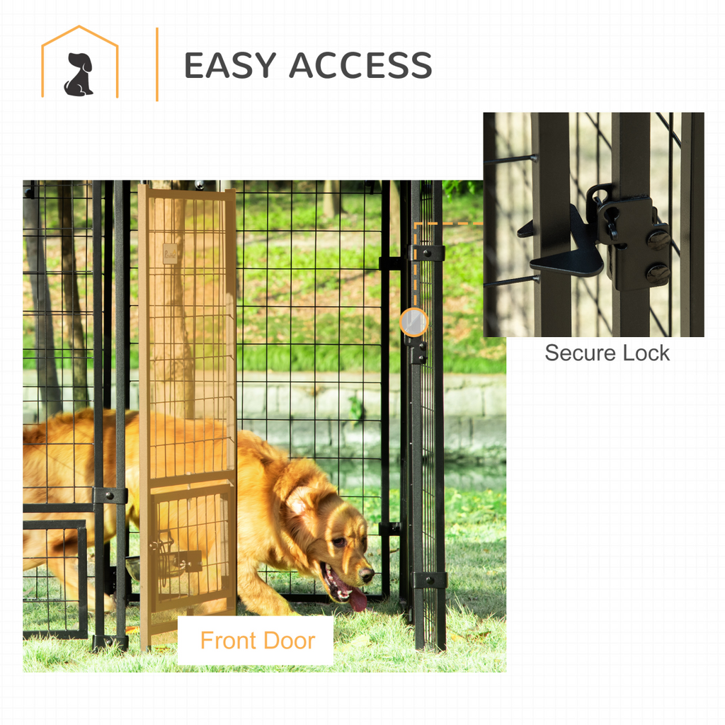PawHut Outdoor Dog Kennel with Rotating Bowl Holders & Cover
