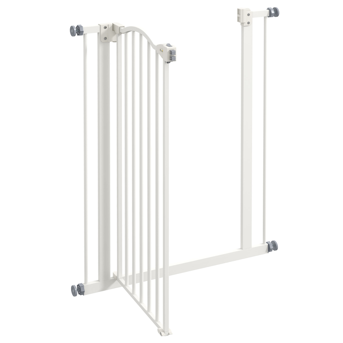 PawHut 74-80cm Adjustable Metal Pet Gate with Auto-Close Door, White