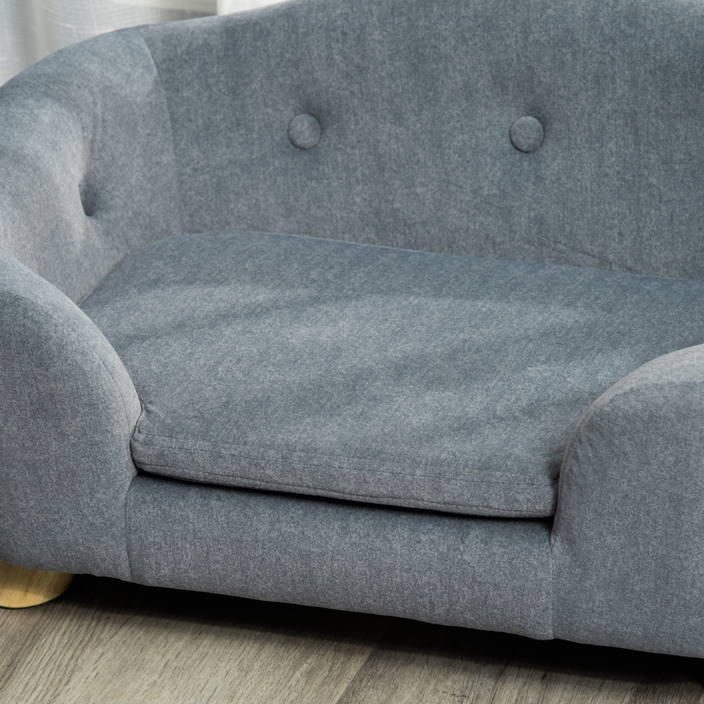 Pawhut Small Dog Sofa - Short Plush, 70x47x30 cm, Grey