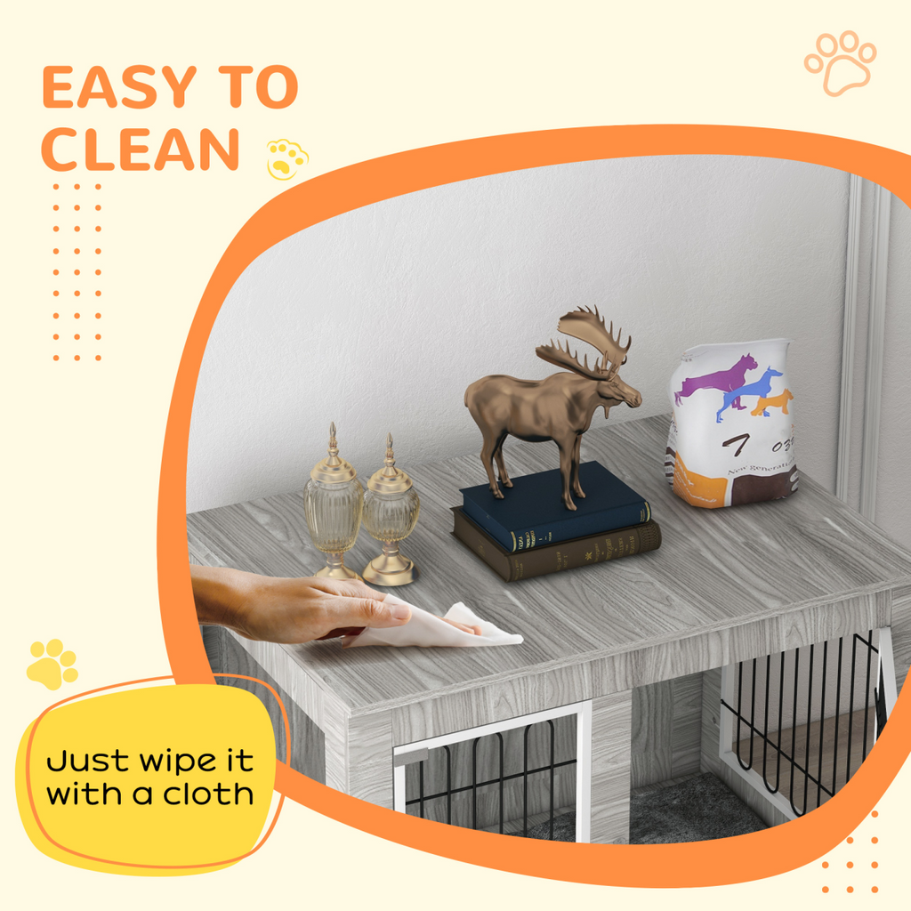 PawHut Dog Crate End Table with Soft Cushion, Double Doors