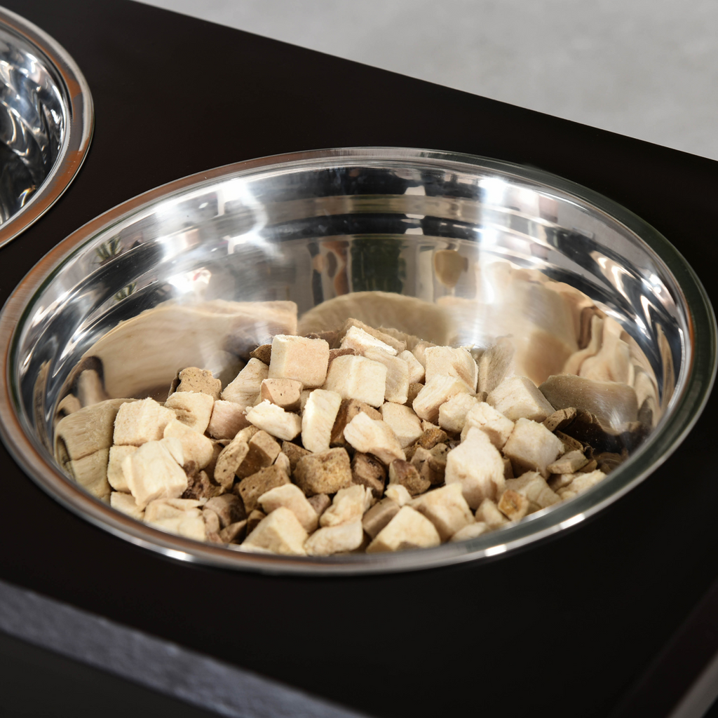 Pawhut Elevated Dual Stainless Steel Dog Bowls with Non-Slip Base