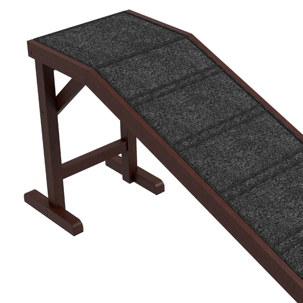 Non-Slip Pet Ramp for Dogs & Cats - Bed & Sofa Access, Pine Wood, Pawhut
