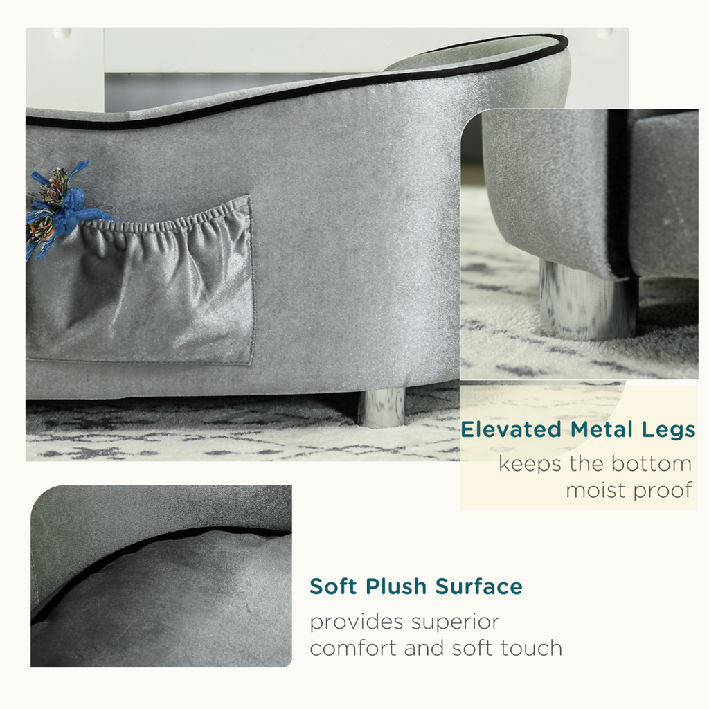 Modern Dog Sofa Bed with Storage Pocket, Removable Cushion, Non-Slip