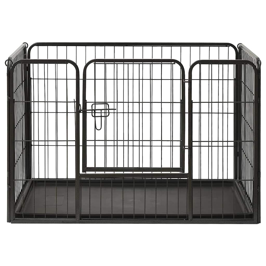vidaXL Steel Puppy Playpen 91.5x59x61 cm - Indoor/Outdoor, Tray Included
