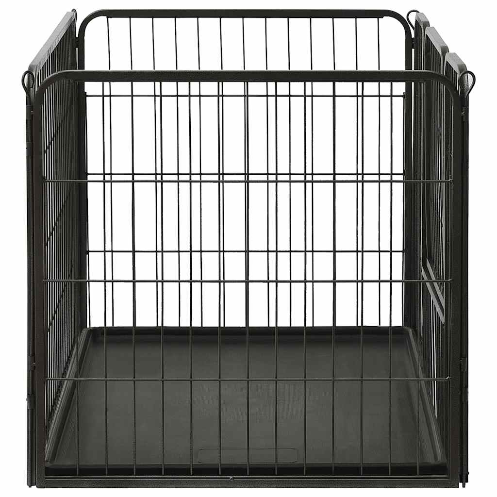 vidaXL Steel Puppy Playpen 91.5x59x61 cm - Indoor/Outdoor, Tray Included