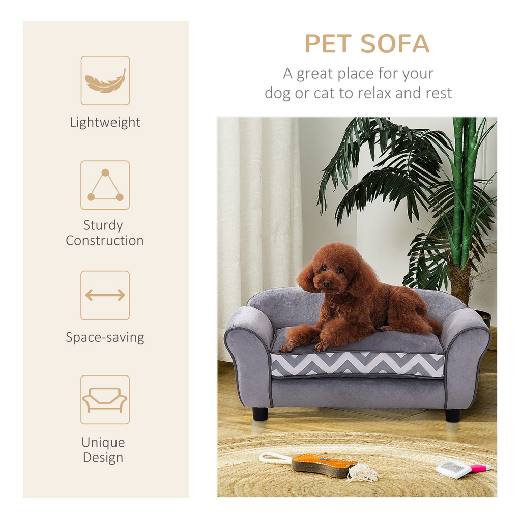XS Dog Sofa Bed with Removable Cushion - Grey, Plush & Safe
