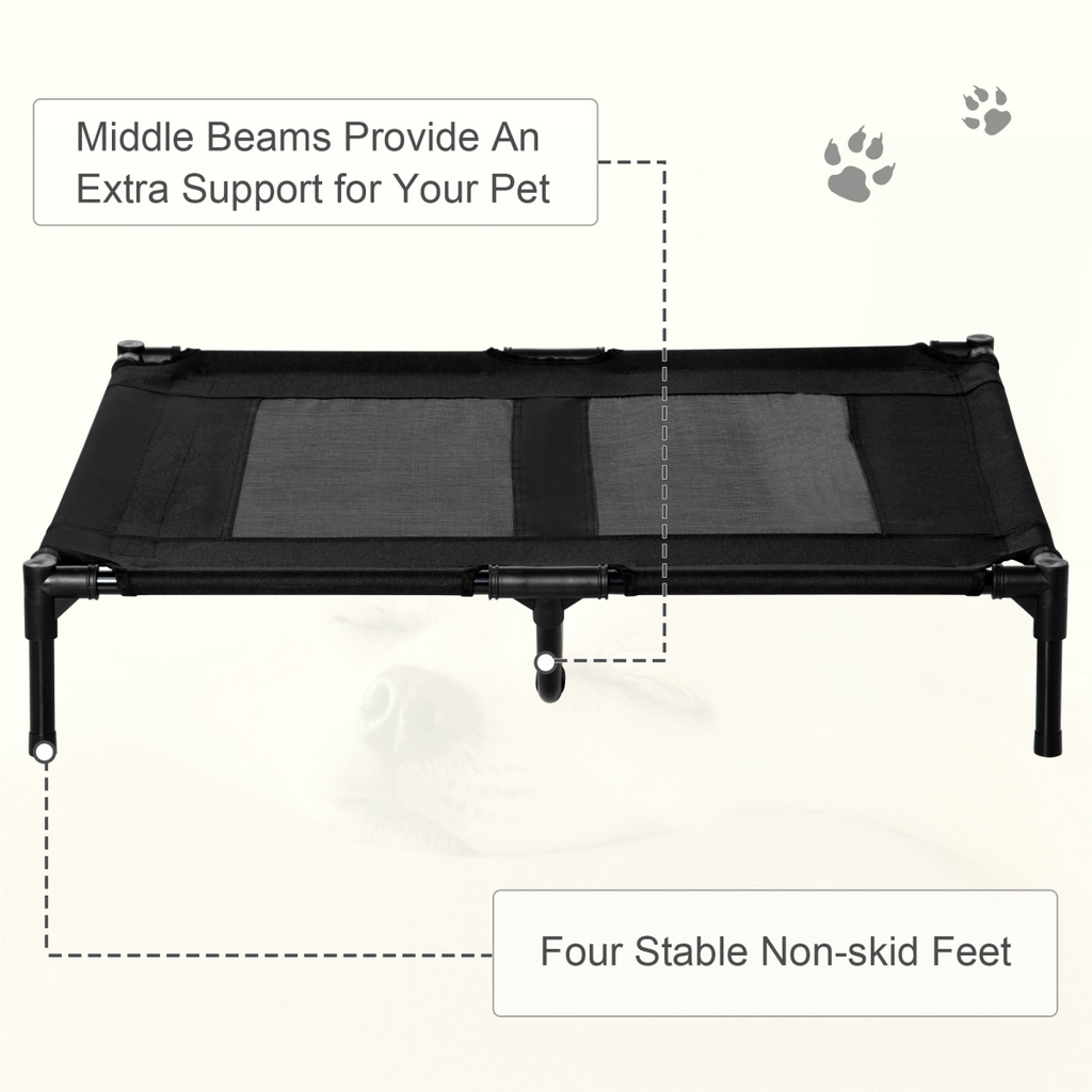 PawHut Large Portable Elevated Pet Cot Bed for Dogs & Cats Black