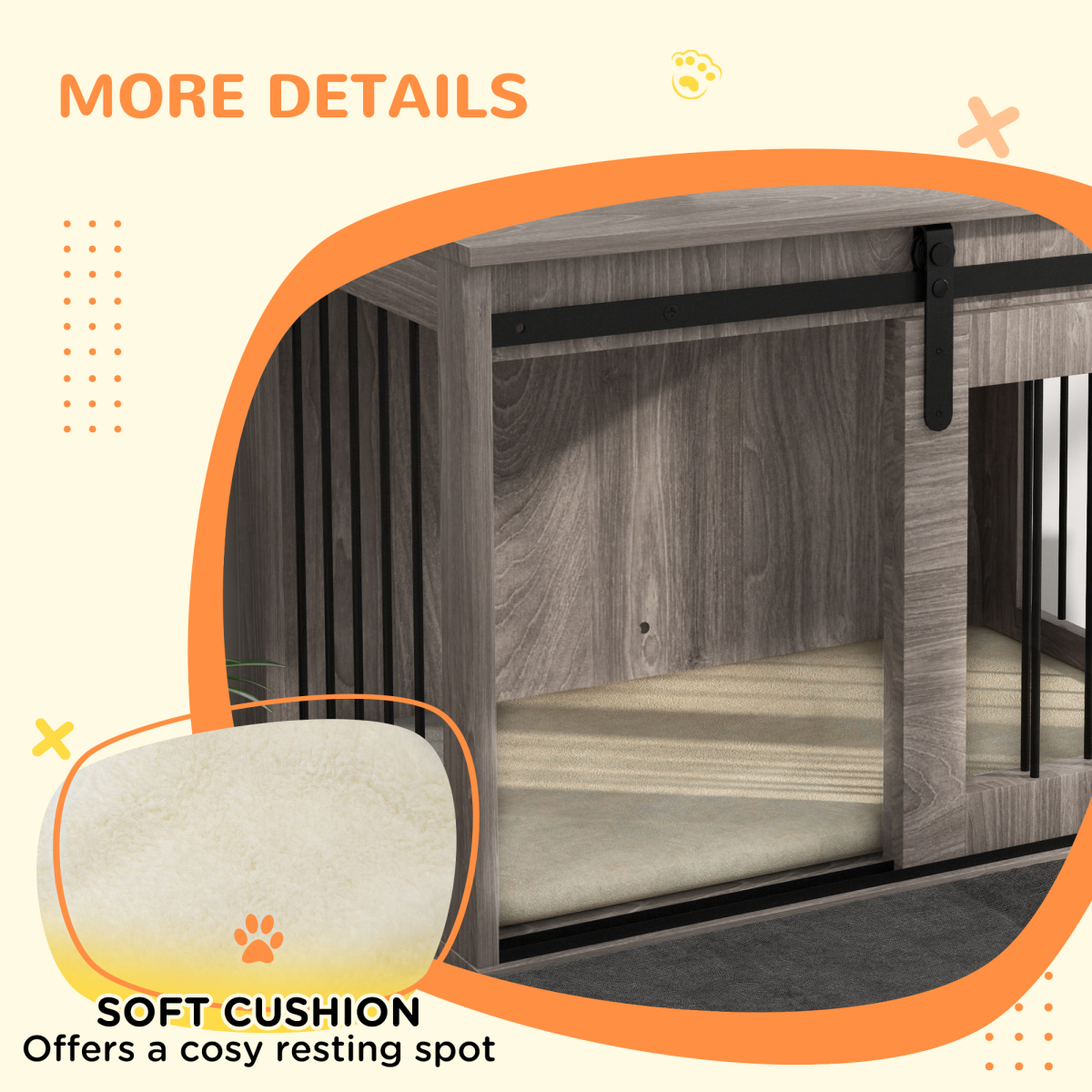 PawHut Dog Crate Furniture with Removable Cushion and Side Table