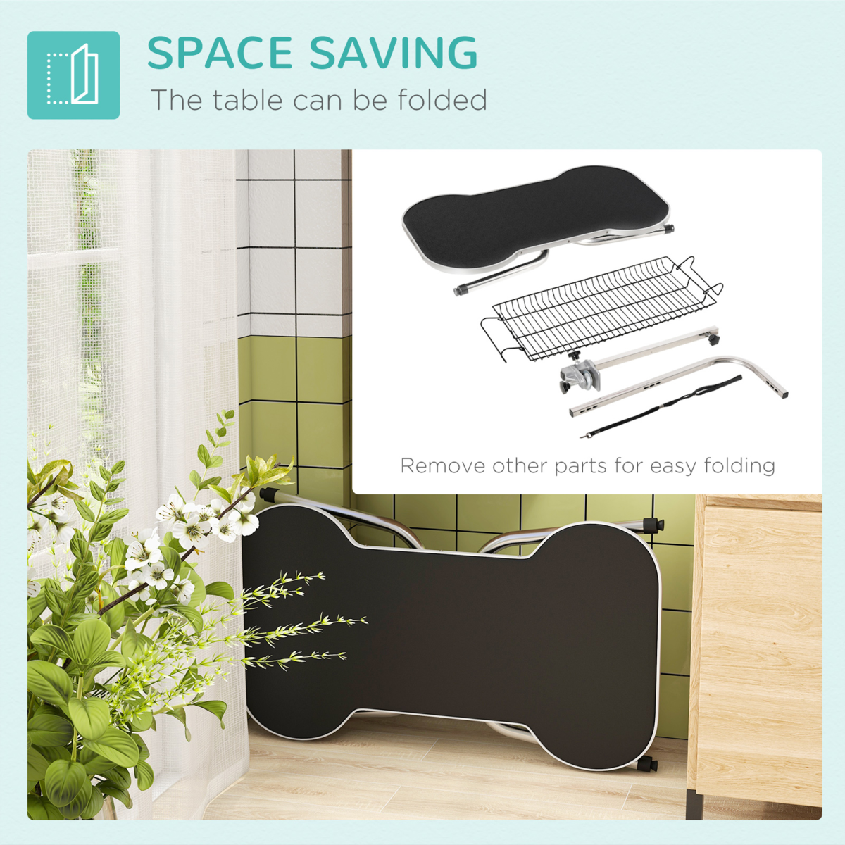Sturdy Foldable Pet Grooming Table with Adjustable Arm and Non-Slip Top