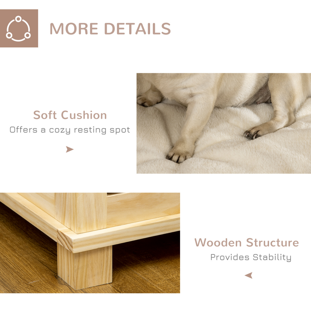 Wooden Dog Crate Furniture with Double Doors and Cushioned Pad - For Medium Dogs