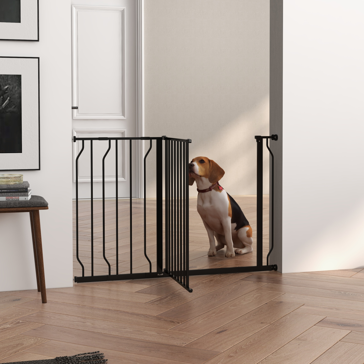 PawHut Wide Stair Dog Gate - Pressure-Fit, 75-115 cm, Black