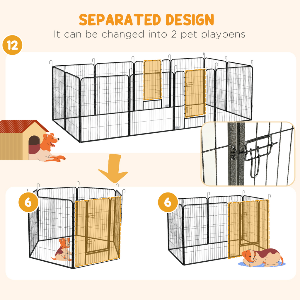 Heavy-Duty 12-Panel Puppy Play Pen for Indoor & Outdoor Use