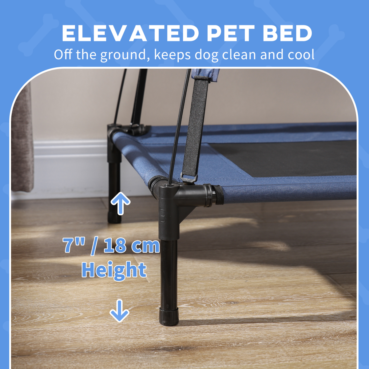 PawHut 92cm Elevated Outdoor Dog Bed with Canopy - UV Protection Cooling Cot