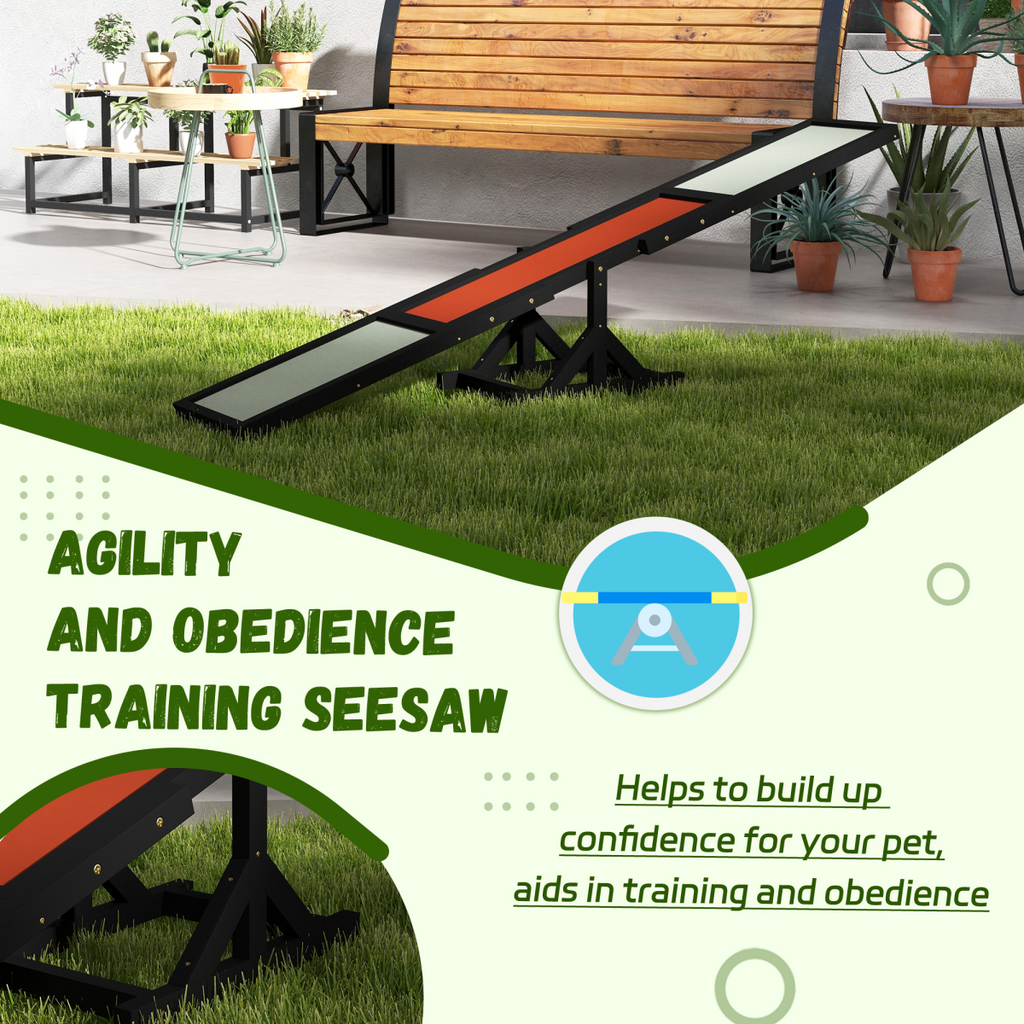 PawHut Black Wooden Seesaw for Large Dogs - Anti-Slip, Outdoor-Ready