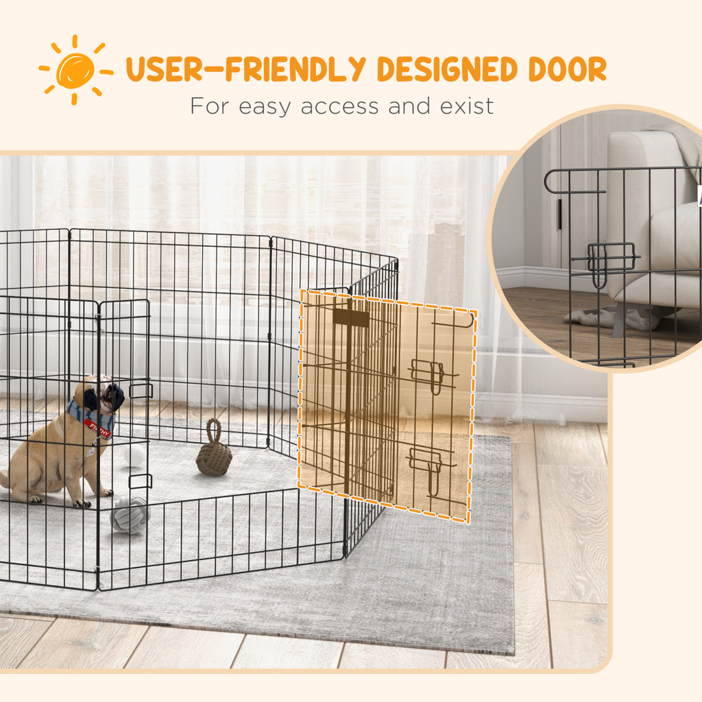 PawHut 24-Inch Pet Dog Playpen - Eight-Panel Metal Fence, Portable Run