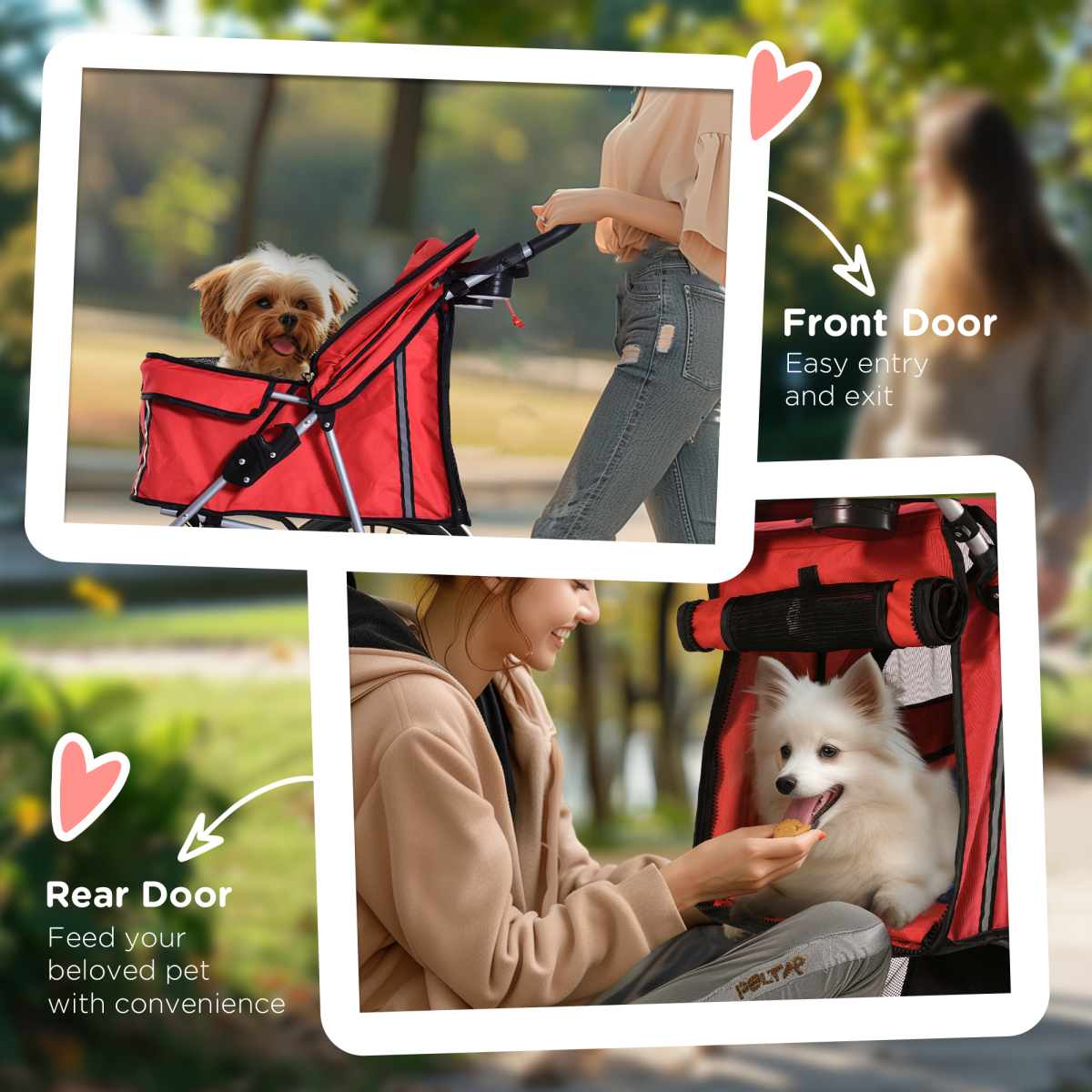 Deluxe Foldable Pet Stroller Jogger 4-Wheel Carrier for Dogs & Cats