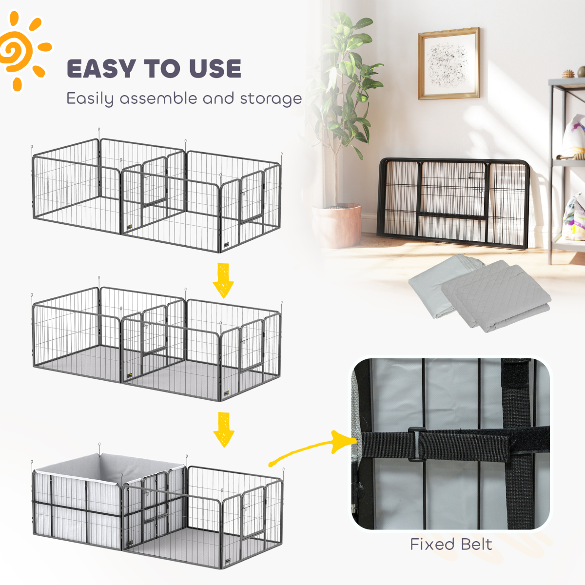 PawHut 7-Panel Whelping Box & Playpen for Small–Medium Dogs, 2 Rooms