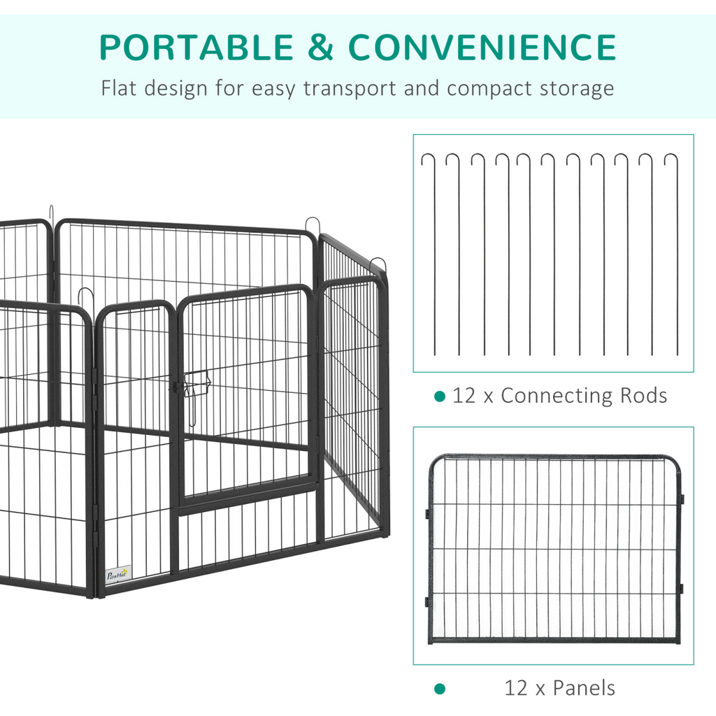 Heavy-Duty 12-Panel Pet Playpen with 2 Doors, 80x60 cm, DIY Fence