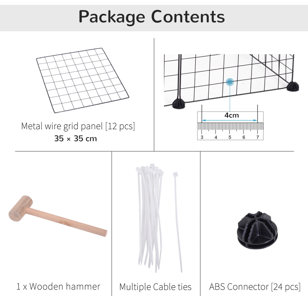 DIY Metal Pet Playpen - 12-Panel Cage for Small Animals (Black)