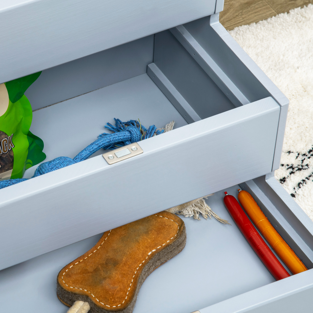 Pawhut 3-Step Wooden Dog Stairs with Hidden Storage, Grey