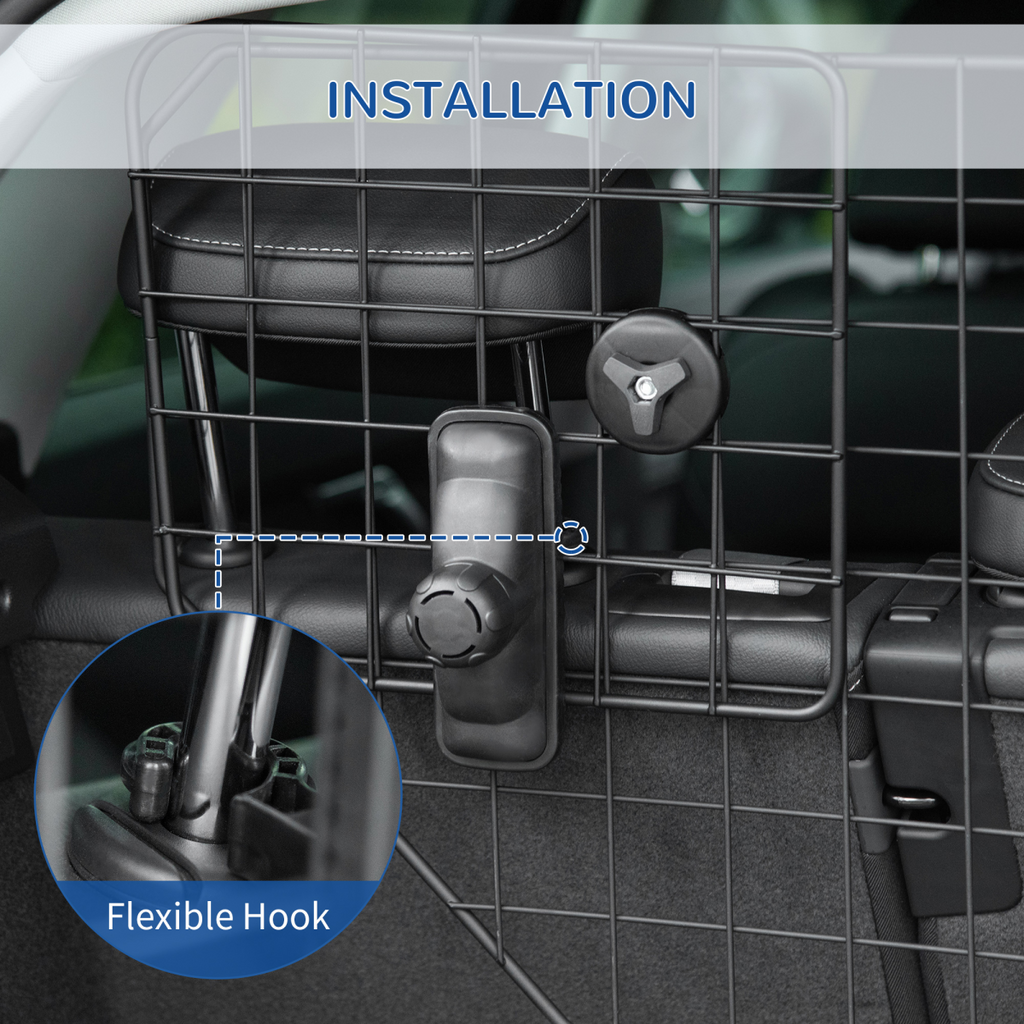 Adjustable Car Boot Dog Guard Mesh Barrier - 90-120cm Wide, 40.5cm High