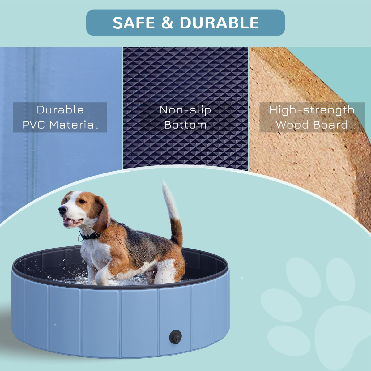 Pawhut 100cm Foldable Pet Pool for Indoor/Outdoor Cat & Dog Fun