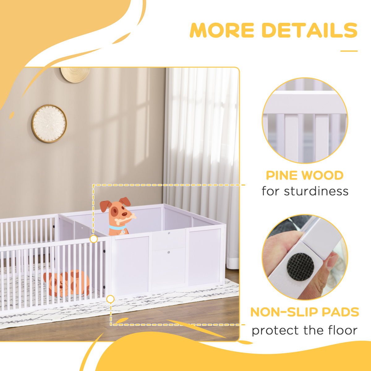 7-Panel Indoor Puppy Pen with 3 Doors, Dual-Room Design