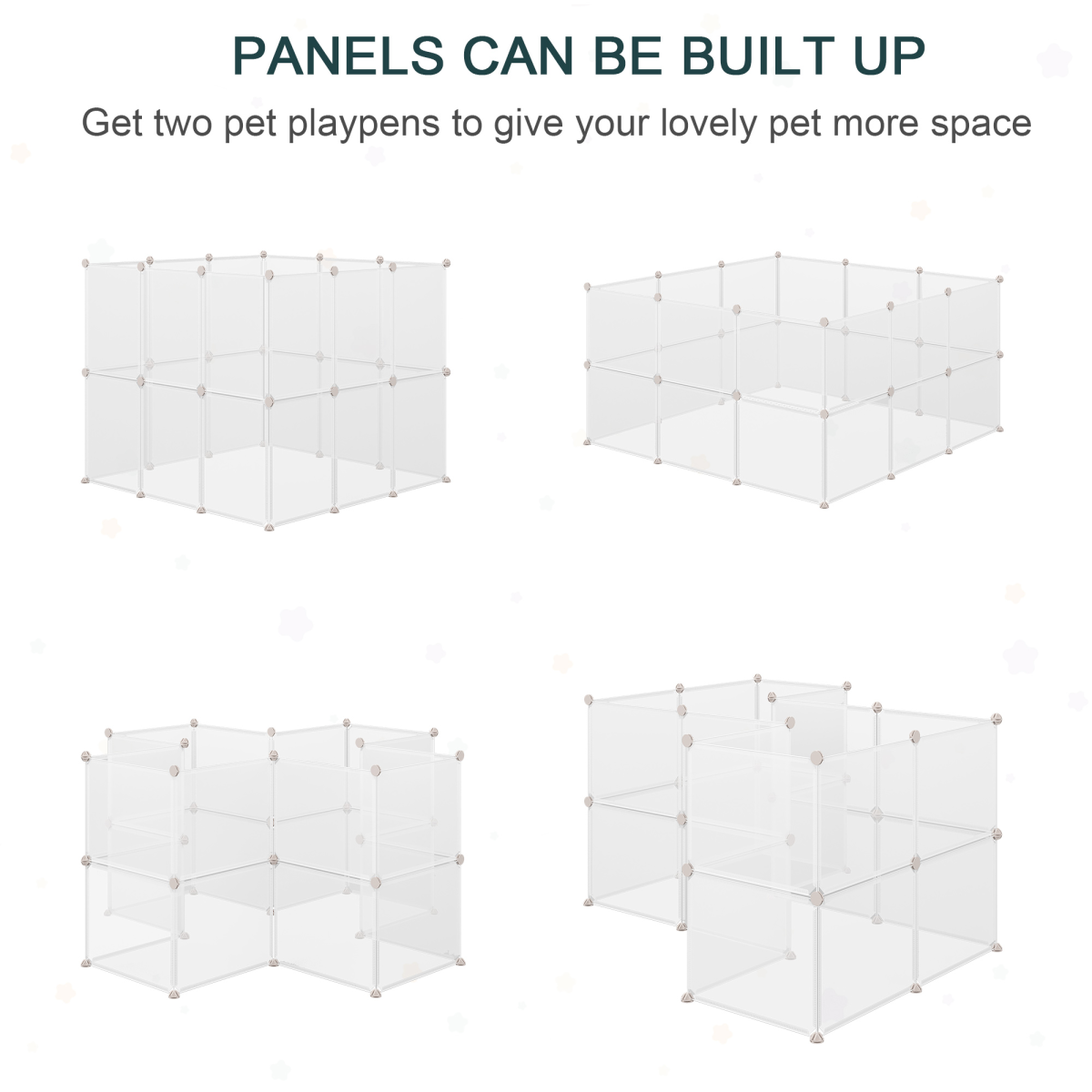 Pawhut DIY 12-Panel Pet Playpen Cage for Rabbits, Chinchillas & Guinea Pigs