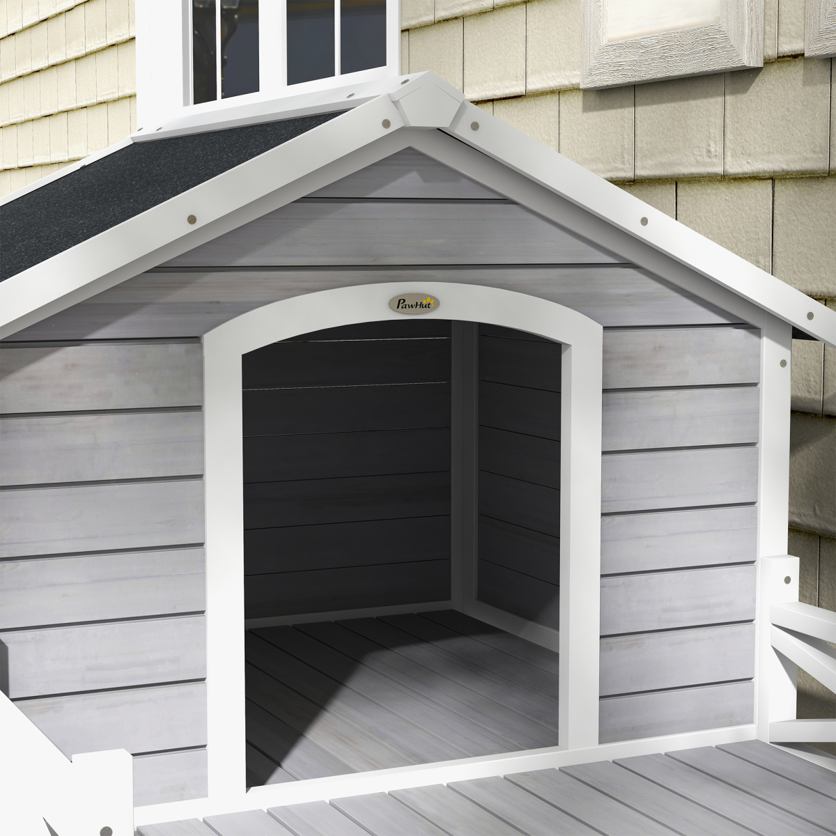 PawHut Wooden Dog House with Porch & Waterproof Roof - For Small/Medium Dogs