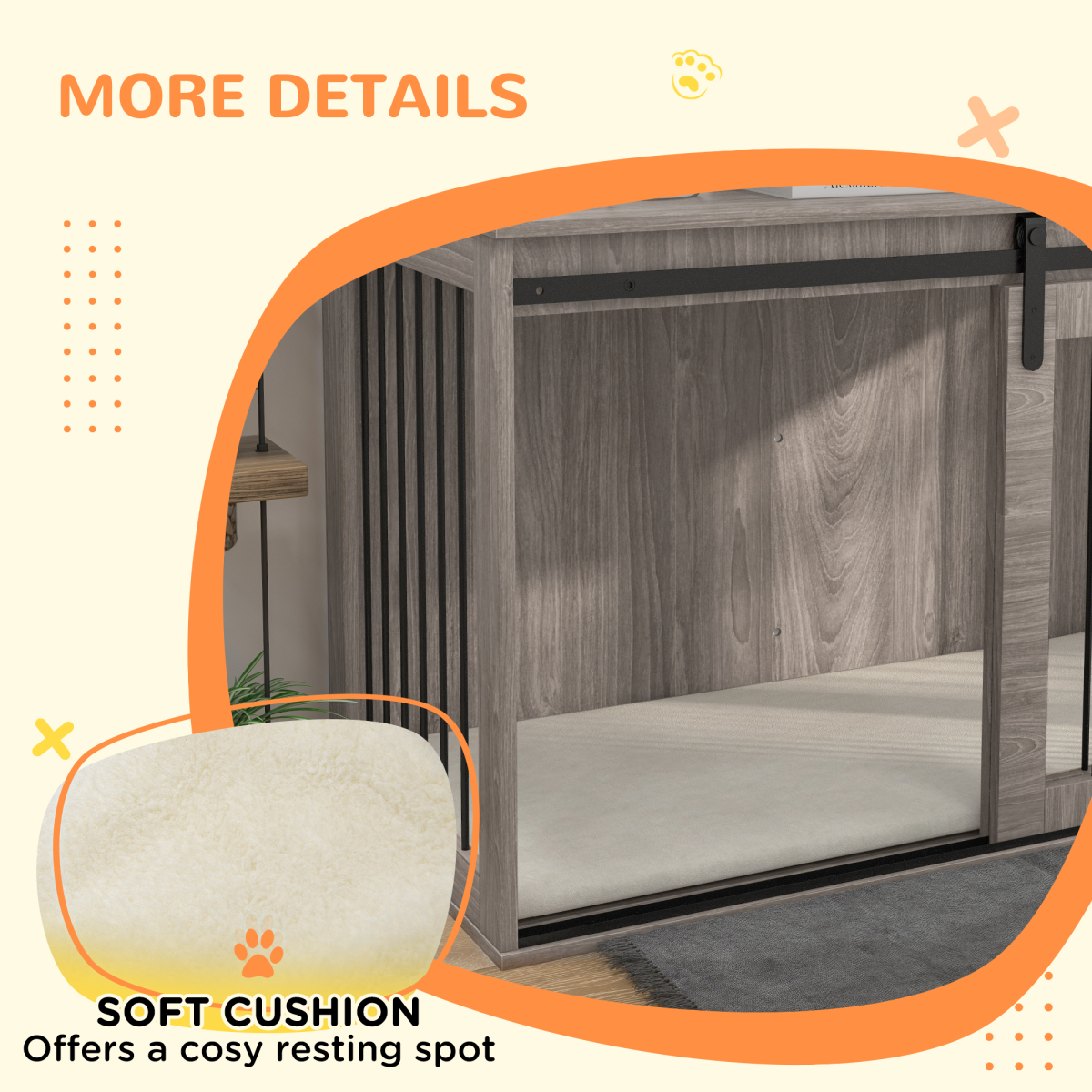 PawHut XL Dog Crate Furniture with Removable Cushion - Brown